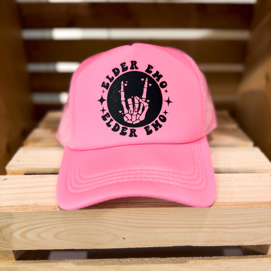 Neon Pink Elder Emo Trucker Hat